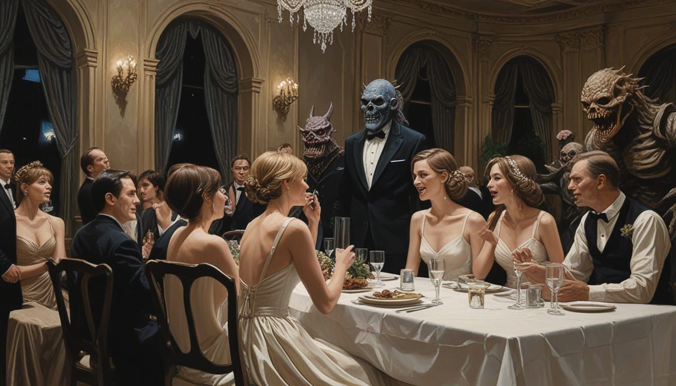 Monsters' Twilight Wedding Reception in Polished Minimalism....
