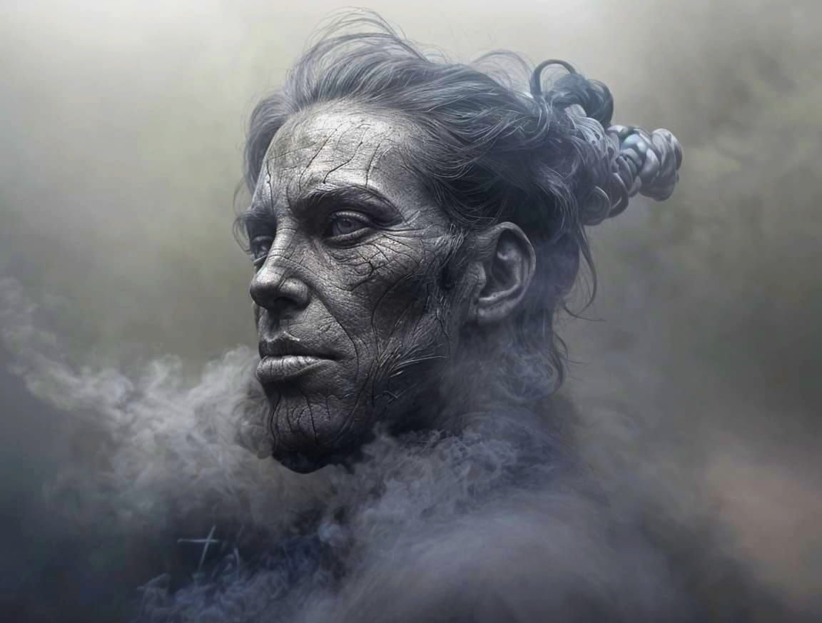 Face Emerges from Victorian Industrial Smog