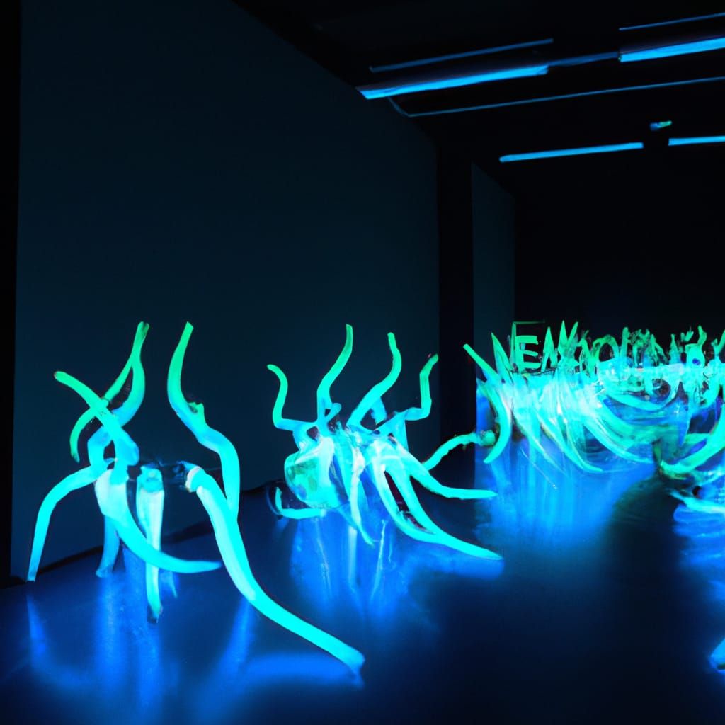 Neon Anglerfish Exhibition in Photorealistic Style