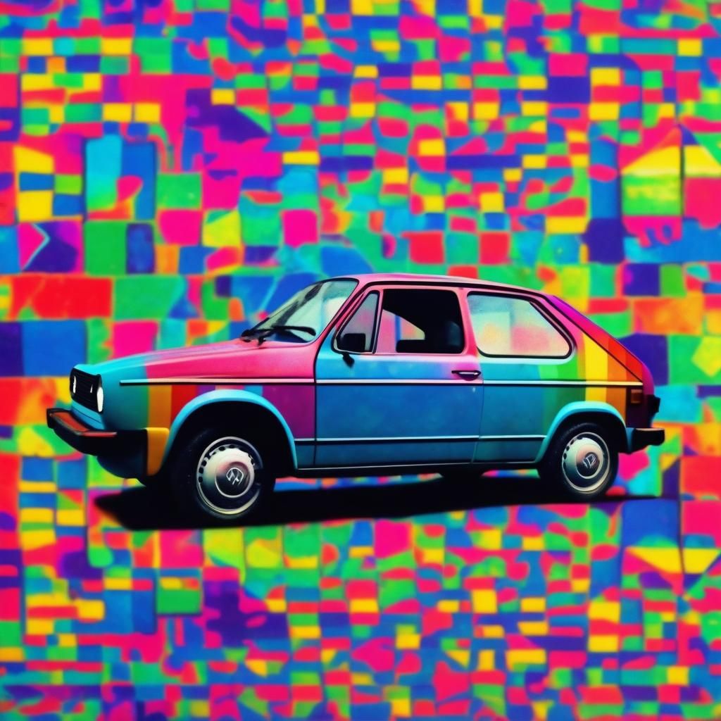 Groovy 80s Volkswagen in Rainbow Colors