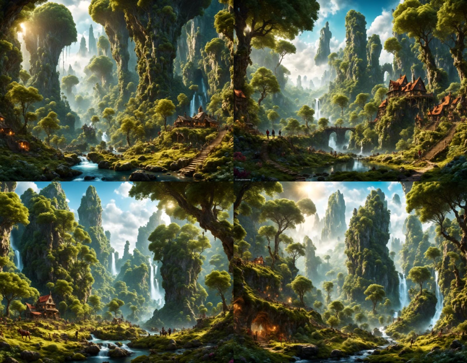 Fantasy Forest Landscape with Ancient Kingdoms