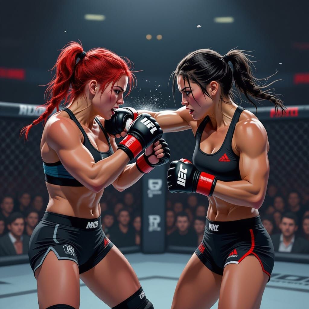 Intense MMA Fight in Hyper-Realistic Style