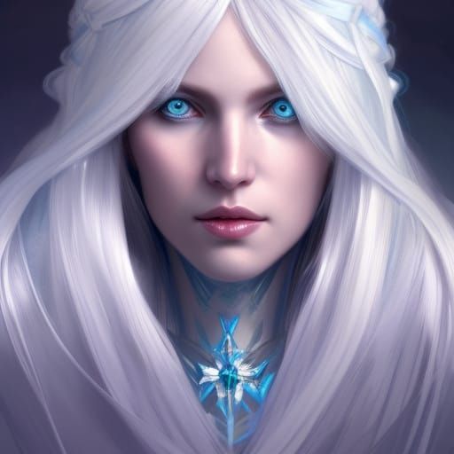 Ice Queen Portrait in Hyperdetailed Digital Art Style