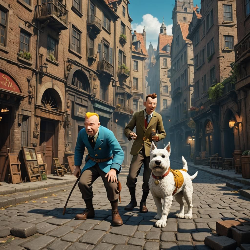 Tintin and Snowy: Detailed Fantasy Concept Art
