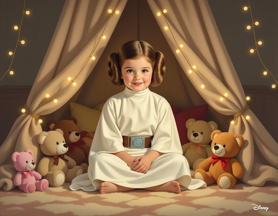 Princess Leia in Cozy Blanket Fort, Pin-Up Style