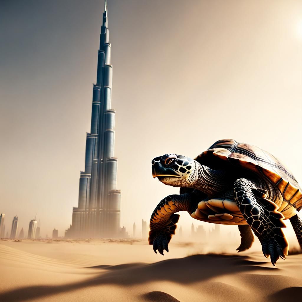 Turtle Attacks Burj Khalifa in Sandstorm: 3D Cinematic