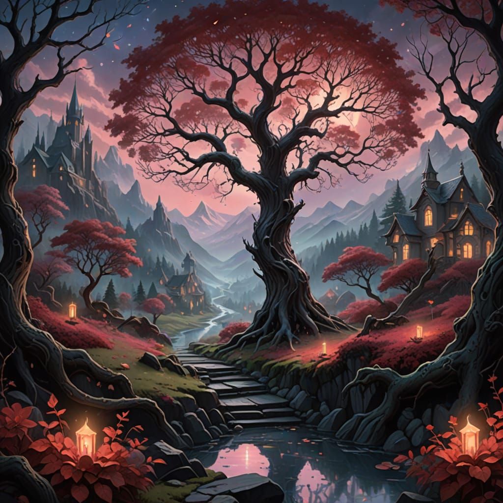 Ethereal Valentine's Day Card in Dark Fantasy Style