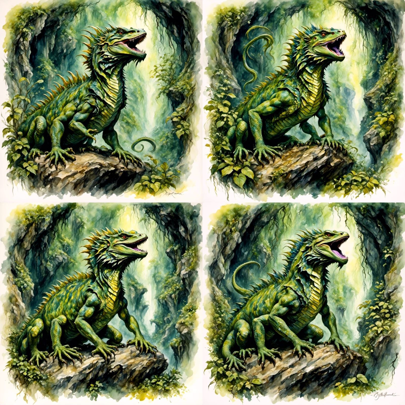 Verdant Cavern Basilisk: Fantasy Character Illustration