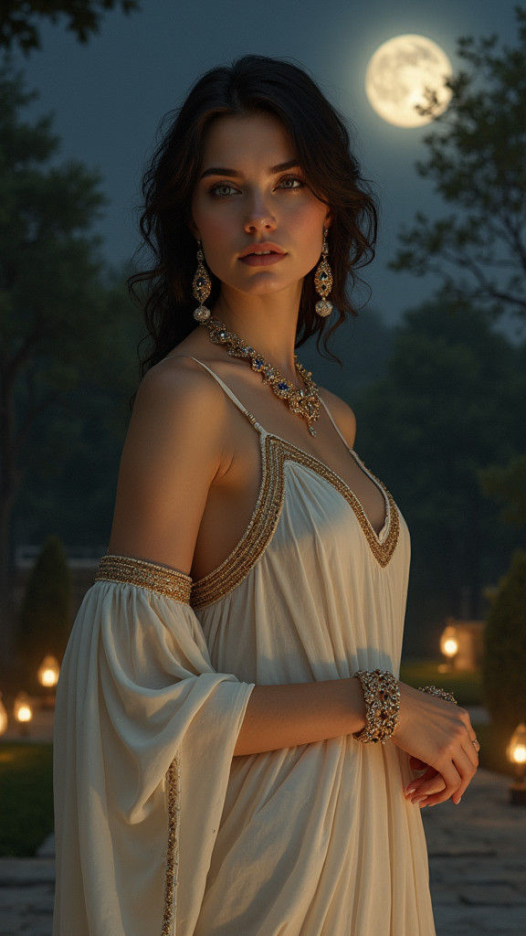 Greek Woman with Jewels in Pre-Raphaelite Style