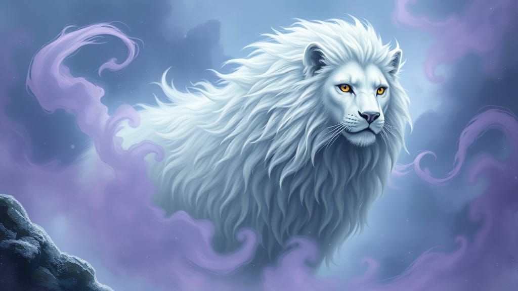 Mystical Frost Feline Radiates Ancient Magic