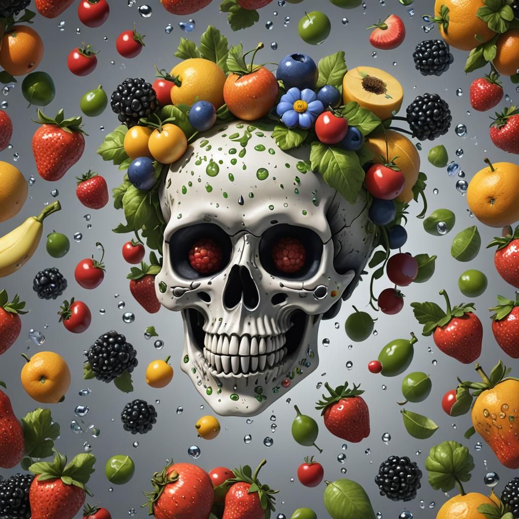 Betty Boop Skull Still Life with Flowers