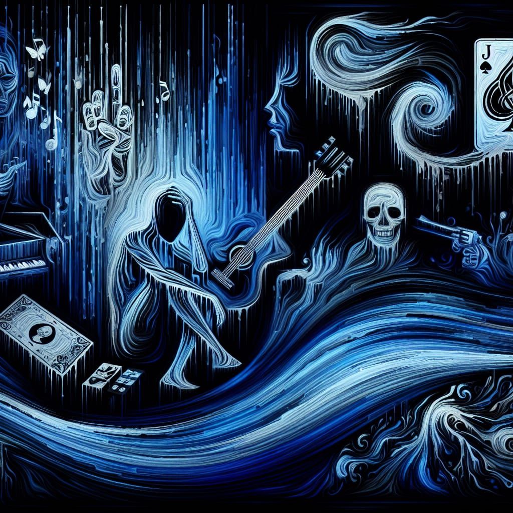Blue on Black: A Hauntingly Beautiful Scene