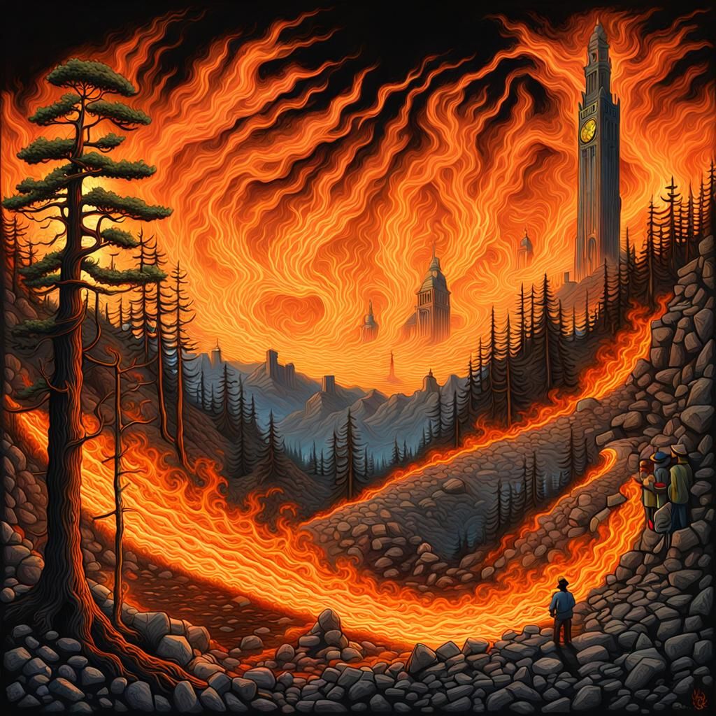 Valparaiso Forest Fires: A Clockpunk Matte Painting