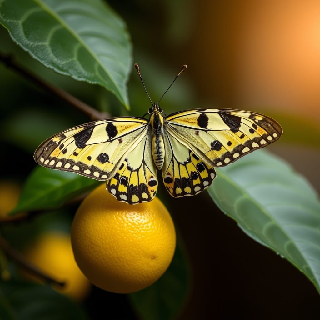 Swallowtail Butterfly on Lemon