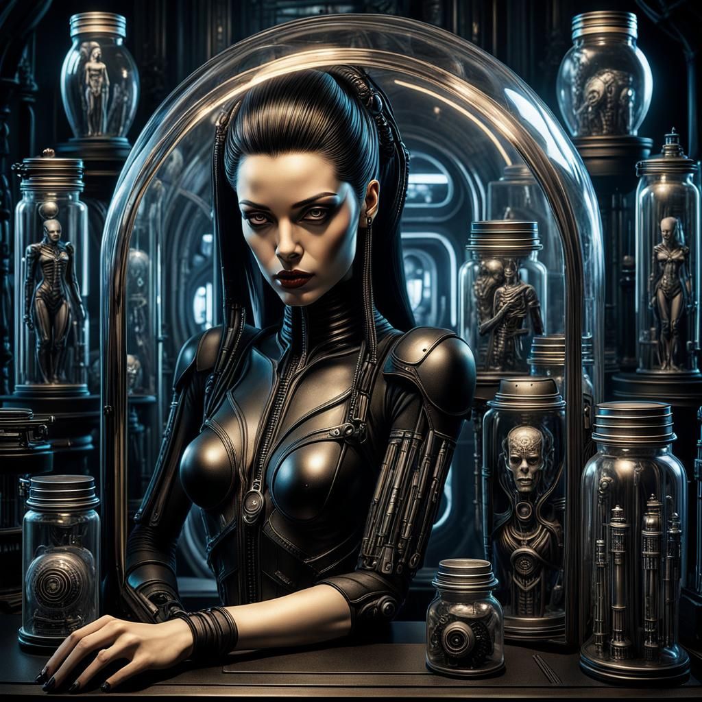 Gothic Cyberpunk Specimen: Hauntingly Beautiful Art