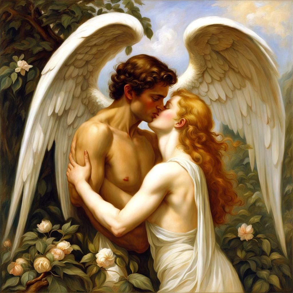 Lucifer and Eve Kiss in Eden, Classical Style