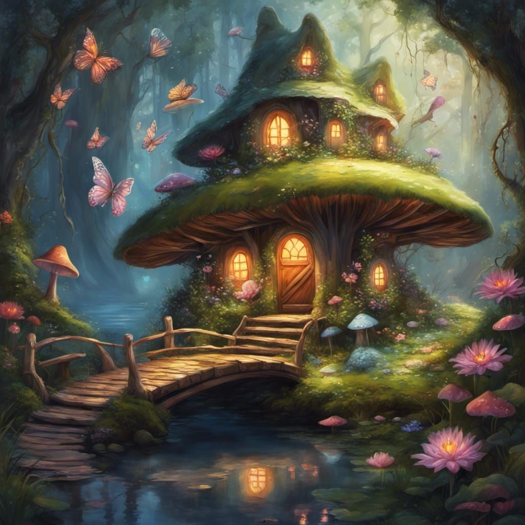 Magical Mushroom Fairy House in Enchanted Forest