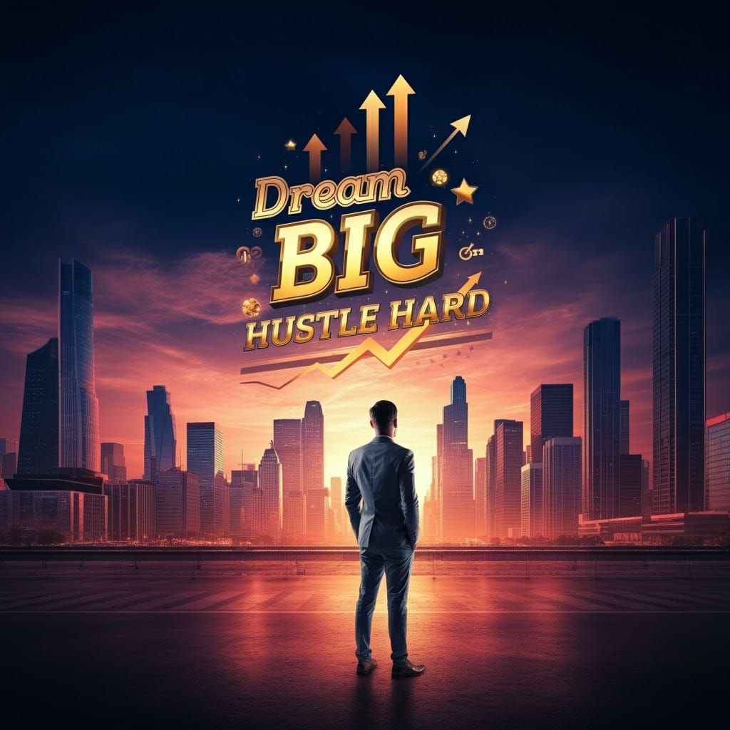 Entrepreneur in Cityscape with Motivational Quote