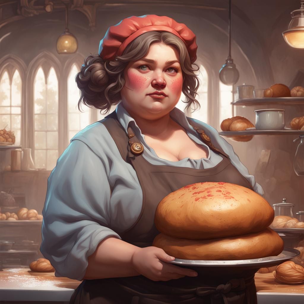 Chubby Baker Girl Portrait in Hyperdetailed Digital Art