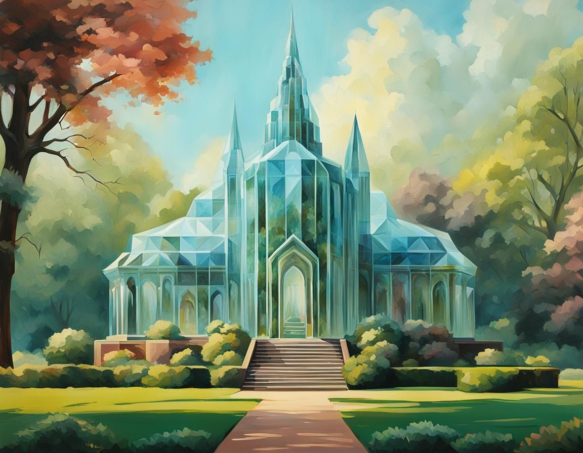 Crystal Temple Portrait in Neo-Realist Style