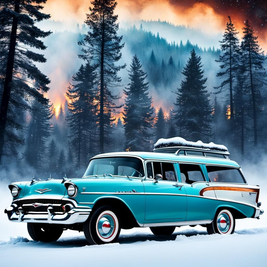Chevrolet Nomad Silhouette with Winter Scene