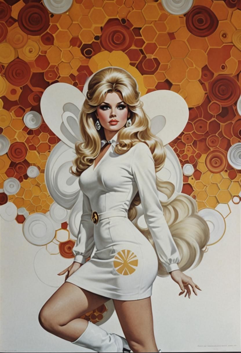 1960s-Style Portrait with Peace Symbol Wallpaper