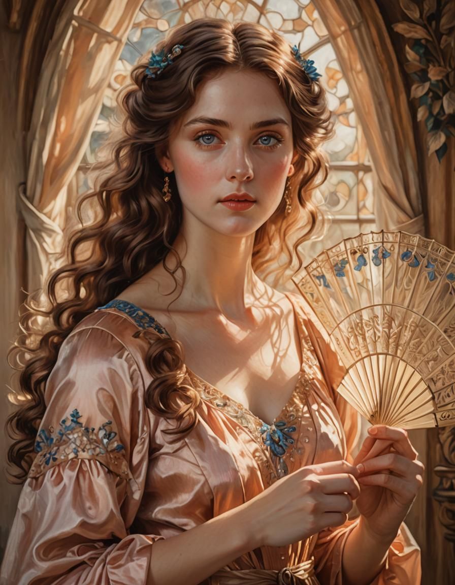 Romantic Portrait of Woman in Pre-Raphaelite Style