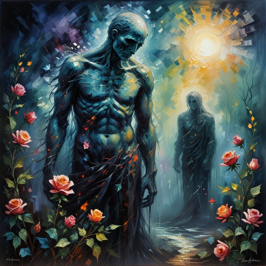 Ethereal Ghost in Ominous Landscape