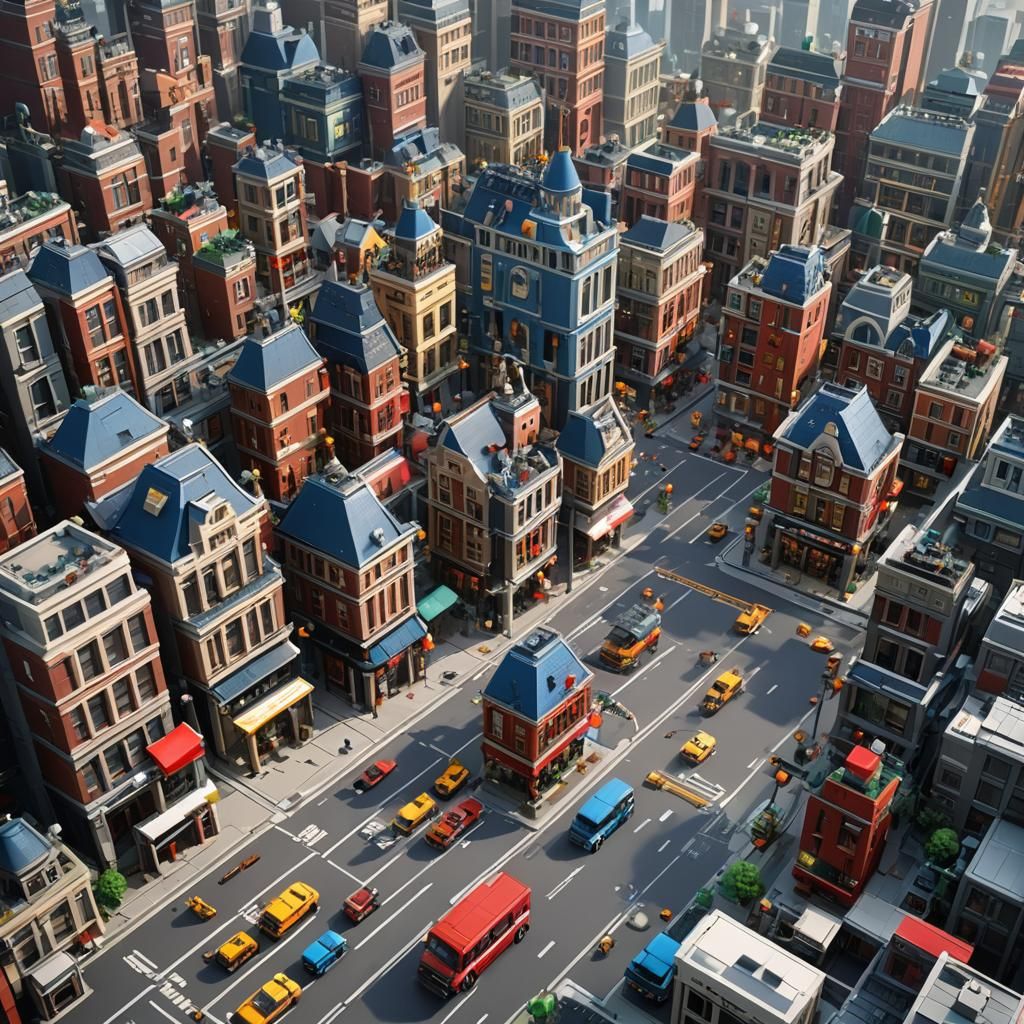 Detailed 3D Anime Lego City