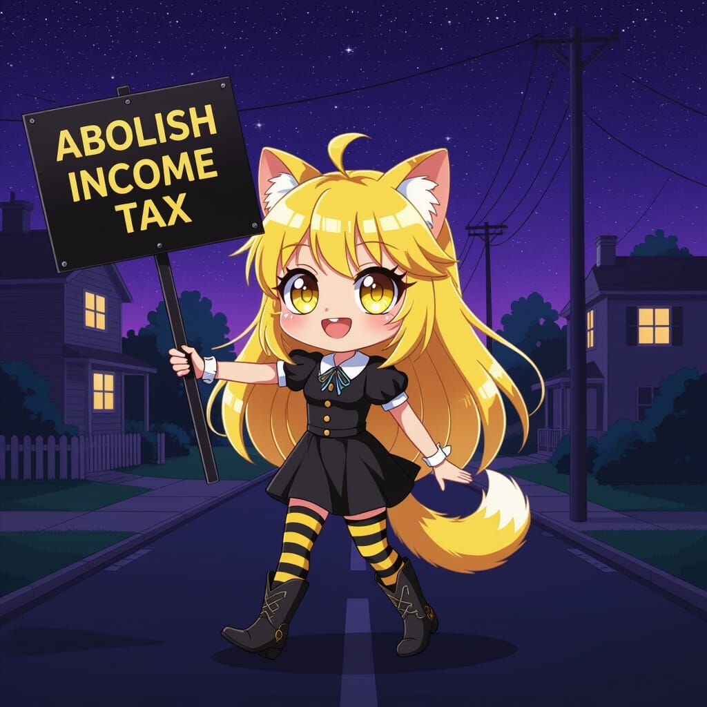 Adorable Chibi Catgirl Proposes Tax Reform