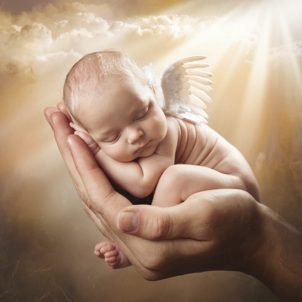 Sleeping Baby Angel in Golden Light