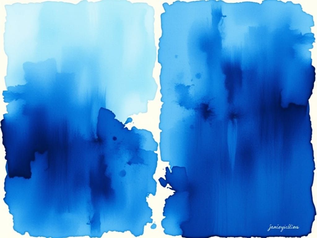 Sophisticated Watercolor Needlepoint in Cobalt Blue