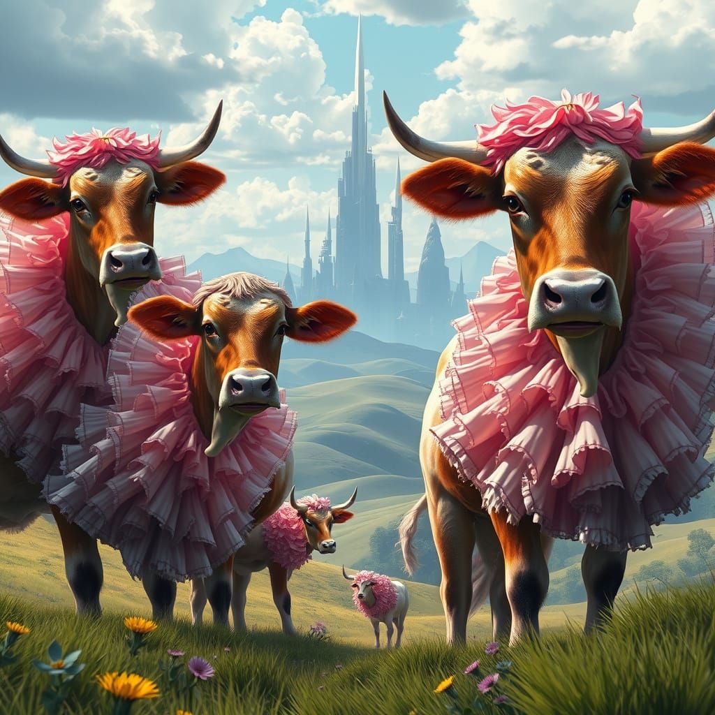 Fantastical Cows in 18th-Century French Lace Style