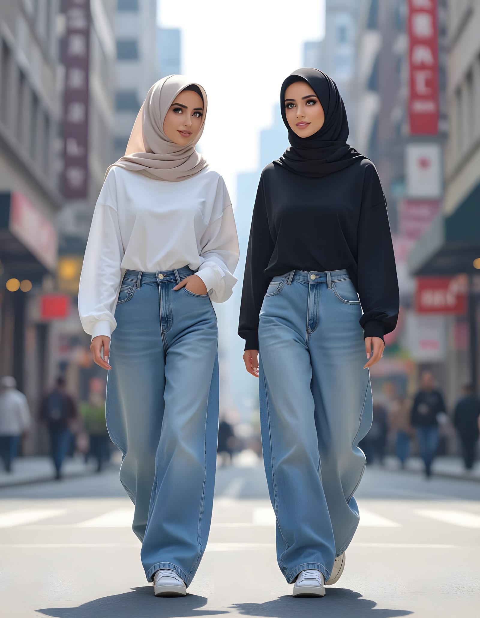 Stylish Hijabi Women Walking in New York City