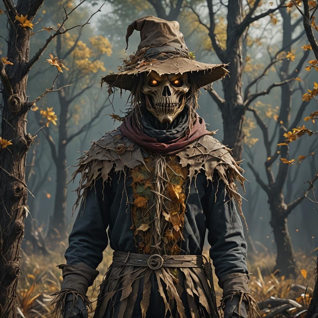 Menacing Hyperrealistic Scarecrow Creature Portrait