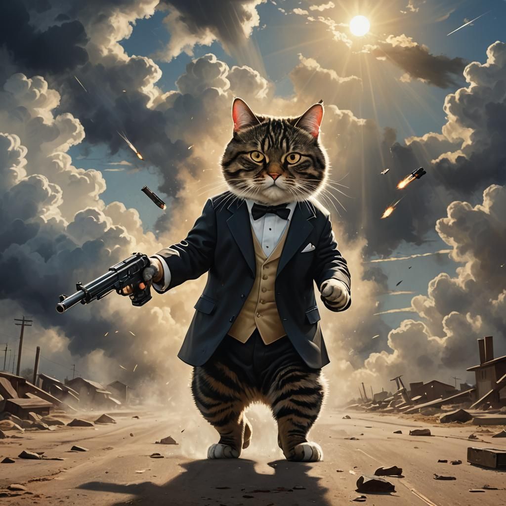 Film Noir Fat Cat Assassin in Digital Painting