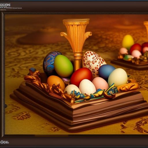 Framed 3D Chocolate Eggs in Detailed Digital Art