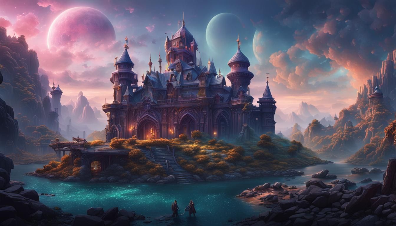 Fantastical Scene in Deep Color, Matte Painting