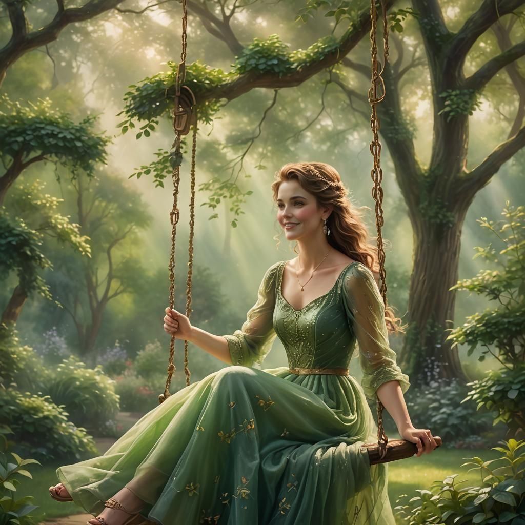 Ethereal Lady on a Tree Swing
