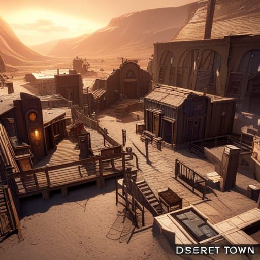 Desert Ghost Town: Dark Fantasy Concept Art