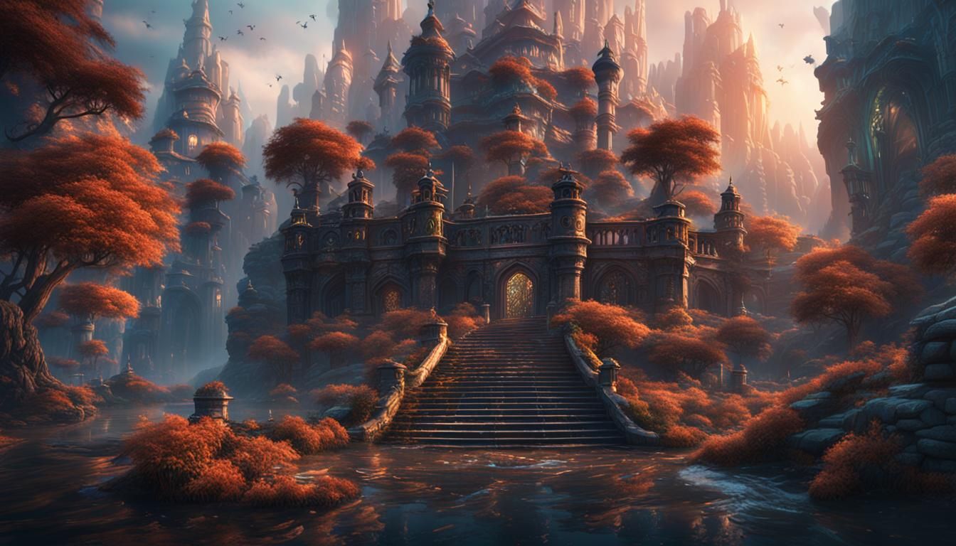 Fantastical Word Art in Detailed Matte Painting