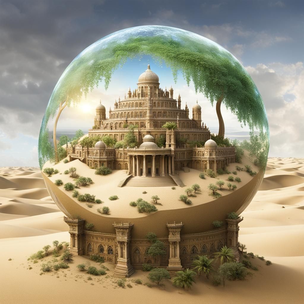Hanging Gardens of Babylon in Crystal Globe