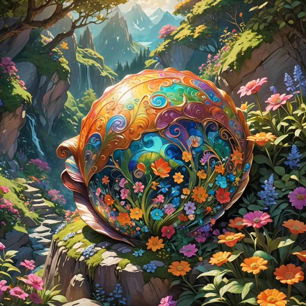 Colorful Creature on Mountain in Fantasy Concept Art