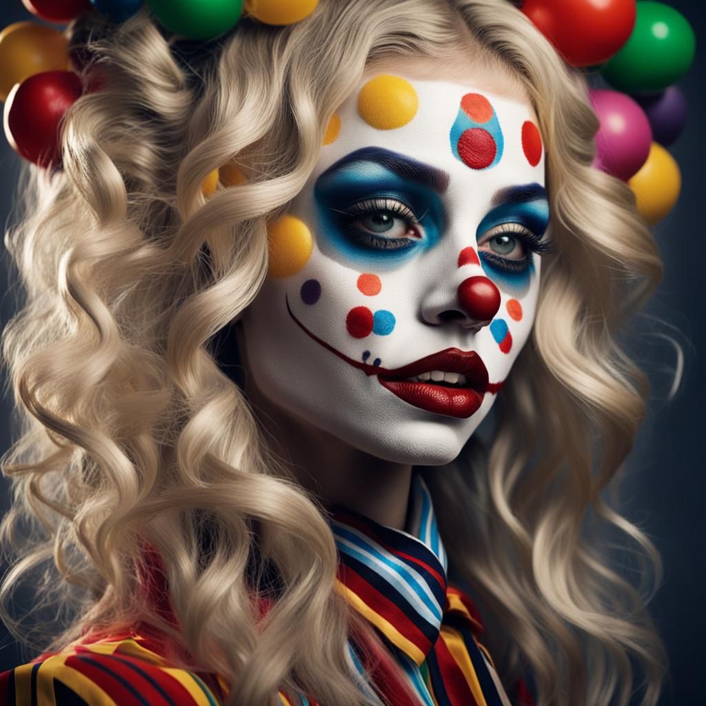 Chicano Clown Girl Portrait in Realistic Style