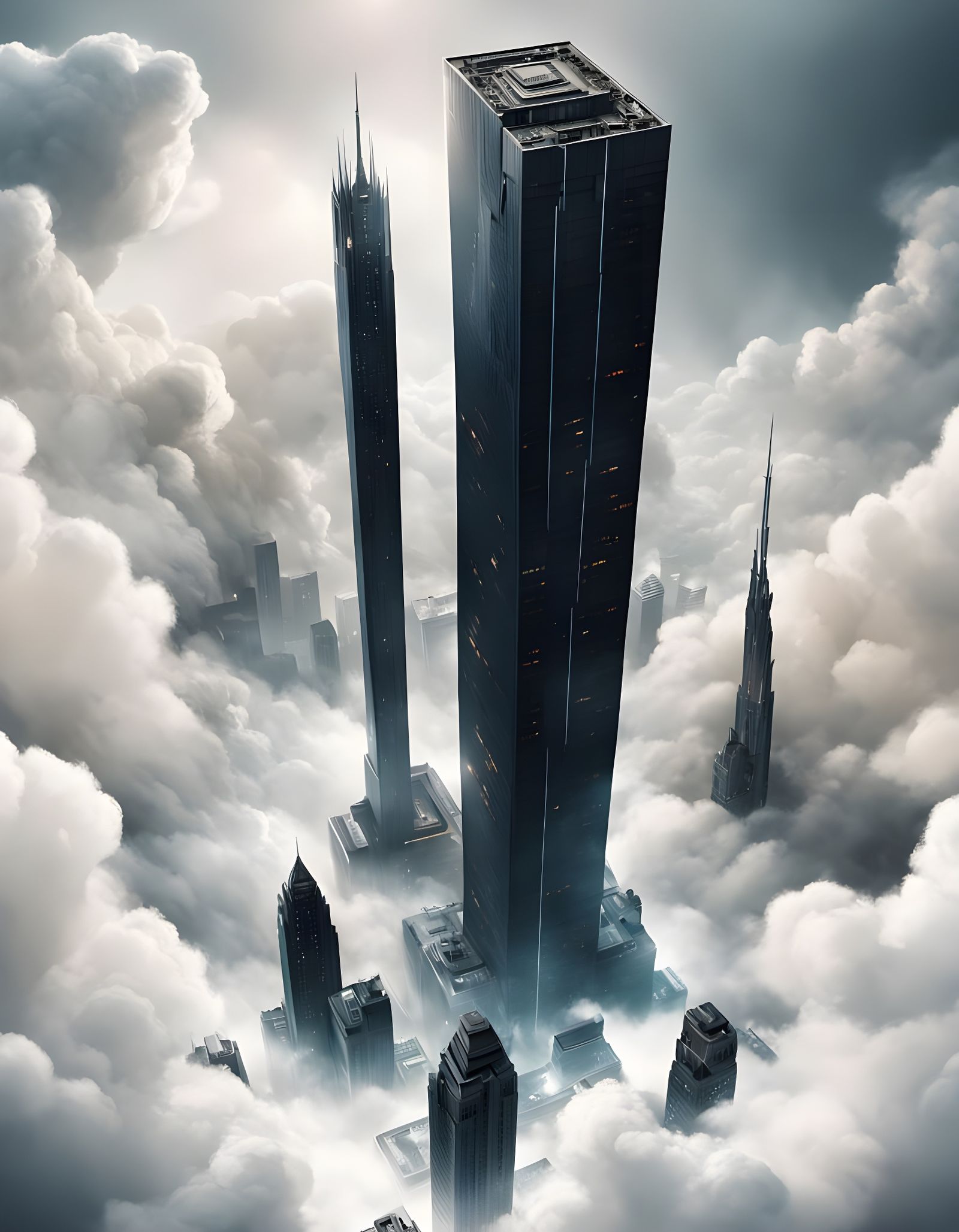 Stunning Sci-Fi Cityscape Under Stormy Skies, Shot in Cinema...