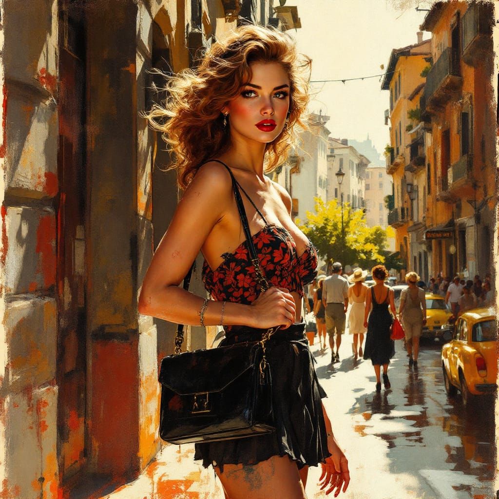 1950s Pin Up Woman on Seville Sidewalk