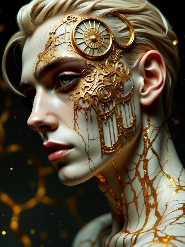 Baroque Male Portrait Fused with Architecture