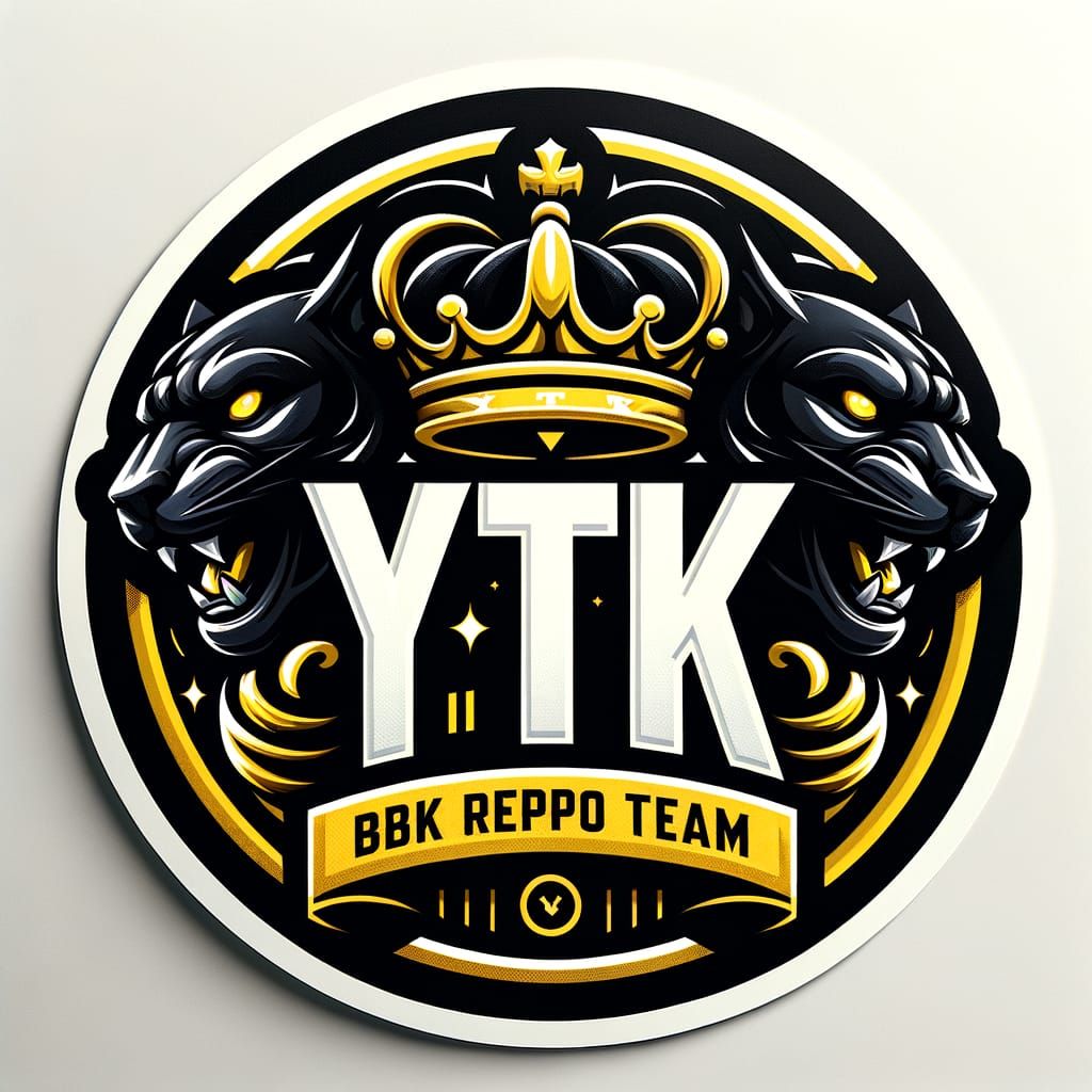 Bold Sticker Logo Design with Crown and Panthers