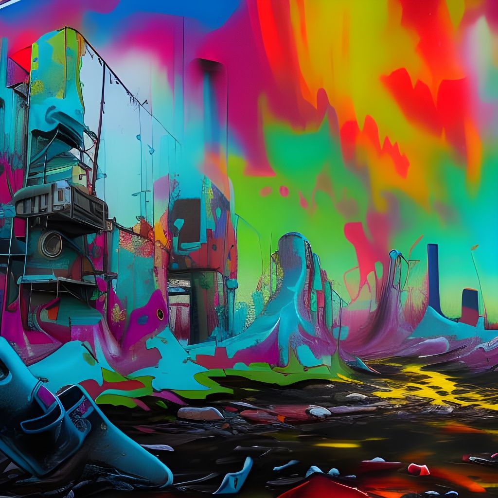 Desolate Wasteland Graffiti Art in Street Style