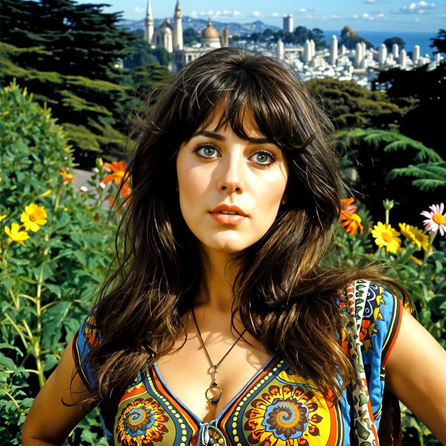 Grace Slick Portrait with Flowers, Summer of Love